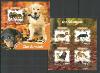 St1076 2014 Guinea - Bissau Pets Fauna Dogs Of World Kb,  Bl Mnh Stamps
