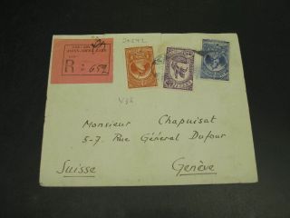 Ethiopia 1931 Registered Cover To Switzerland Rough Top Edge 30242