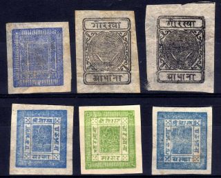 Nepal 1881 - 1930 Native Types Selection,  6 Stamps