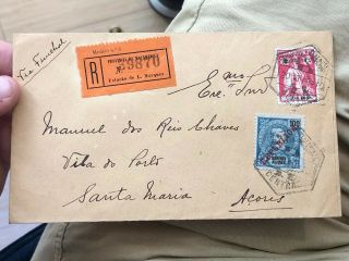 Rare Registered Portugal Azores Postal Cover From Lourenço Marques 1919?