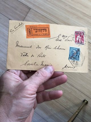 Rare Registered Portugal Azores Postal Cover From Lourenço Marques 1919? 2