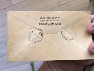 Rare Registered Portugal Azores Postal Cover From Lourenço Marques 1919? 7