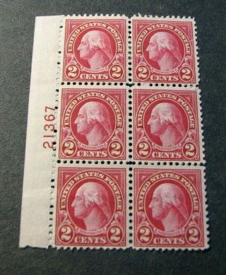 Us Plate Blocks Stamp Scott 634 Washington Blk Of 6 W/vert.  P On Mid.  Mh C509