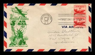 Dr Jim Stamps Us Air Mail 6c Ioor Statue Of Liberty Fdc Cover Pair Scott C41