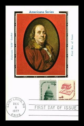 Dr Jim Stamps Us Ben Franklin Combo Americana Colorano Silk Fdc Postcard