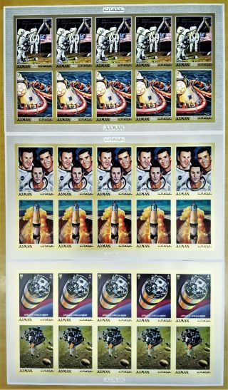 R303.  Ajman - Mnh - Space - Apollo Missions - Imperf - Full Sheet