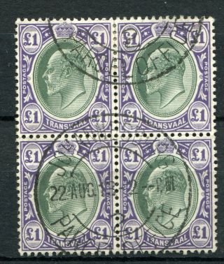 British South Africa Transvaal King £1 Block Of 4