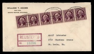 Dr Who 1938 Grand Rapids Mi Registered Coil Strip To St Louis Mo E45290