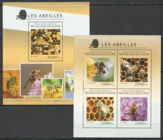 St717 2014 Guinea Fauna Insects Honey Bees Abeilles Kb,  Bl Mnh Stamps