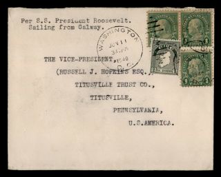 Dr Who 1940 Paquebot Ss Roosevelt Ship Galway Ireland To Usa Mixed Frank E45211