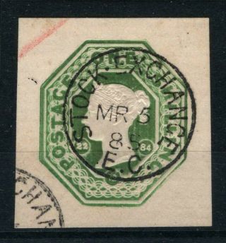 Gb Qv Embossed Cut - Out 1/ - Stock Exchange 1885 Cds Telegraphs Ma374