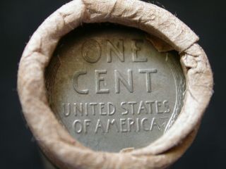 Unsearched Wheat Penny Roll W/ Wwii Steel Wheat Cent & Indian Head Ends R99