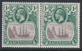 Ascension Gv 1924 Torn Flag 1d Grey - Black & Deep Blue - Green Sg11b