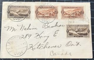 Lebanon Cover Grand Liban Rate Broumana 1926 Cancel Beyrouth To Kitchener Canada