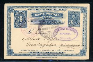 Ecuador Postal History: Lot 3 1893 3c Pc Paramba - Matagalpa Nicaragua $$$