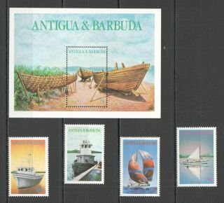 Y143 Antigua & Barbuda Ships & Boats 939 - 42 Michel 10,  5 Euro Bl,  Set Mnh