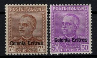 P118285 / Eritrea / Italian Colony / Sassone 142 – 143 Mh 160 E