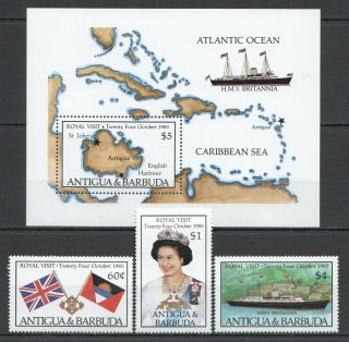 Y153 Antigua & Barbuda Ships Visit Elizabeth 895 - 97 Michel 12 Euro Bl,  Set Mnh
