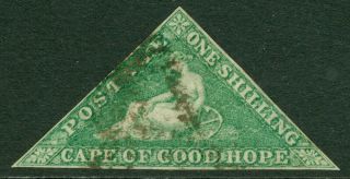Sg 21 Cape Of Good Hope 1863 - 64.  1/ - Bright Emerald Green.  Fine,  Full.