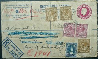Gb 16 Jan 1936 Reg.  Cover - London To Medellin Redirect To Santa Isabel,  Colombia