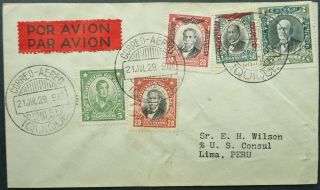Chile 21 Jul 1929 Airmail Postal Cover From Iquique To Lima,  Peru - See