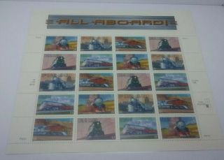 All Aboard Us Postage Stamps Full Sheet Of 20 - Mnh -