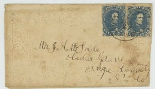 Mr Fancy Cancel Csa 4 2x Embossed Cover Tied 5 Paid Cds To Cedar Grove Nc Cv$450