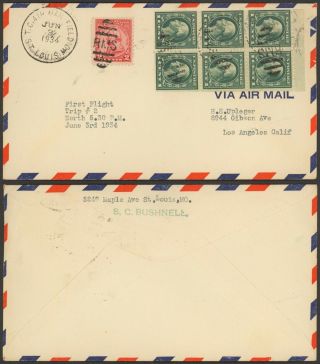 Usa 1934 - Air Mail Cover 1st Flight St Louis 34770/2