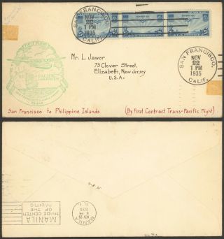 Usa 1935 - Air Mail Cover 1st Flight San Francisco Manila Philippines 34770/3