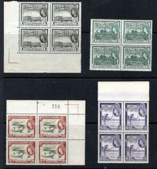 British Guiana,  1954,  Sc201 - 209,  Mnh,  Vf - Xf,  Blocks 2 Sets