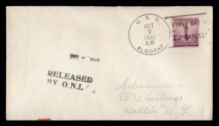 Dr Who 1941 Uss Algorab Navy Ship First Day Cancel C122331