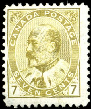 Canada 92 F,  Og Nh 1903 King Edward Vii 7c Olive Bistre Pristine
