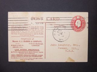 Gb Stationery Sto Kevii 1d Embossed Postcard London F.  S.  To Usa H&b Cs35 V.  Rare