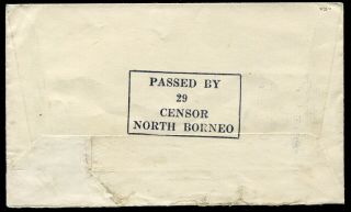 North Borneo 1940 15c x4 on envelope Lahad Datu - UK: North Borneo ' 29 ' censor 2