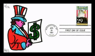 Dr Jim Stamps Us Bonds Savings Fdc Cover Hand Drawn Washington Dc