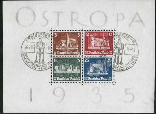 Germany Reich 1935 Ostropa Souvenir Sheet Michel Block 3 Cv €1100 Vf