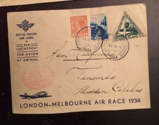 Set Of 2 1934 MacRobertson London - Melbourne Air Race Covers USA And KLM 3