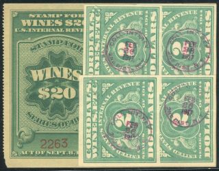 Re56,  Re15 Or Re30 (6x) Wine $20 Cordials Stamps Cv$300 Cancels