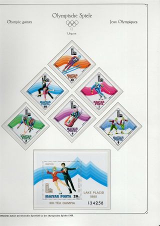 Winter Olympic Games 1980 Usa Lake Placid Set Mnh Hungary