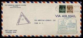Dr Who 1941 Malaya First Flight Paa Singapore To Guam Wwii Censored E56965