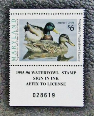 Nystamps Us Maryland Duck Stamp 22 Og Nh $23
