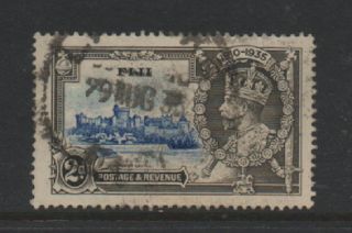 Fiji 1935 Jubilee 2d Sg243f Variety Diagonal Line By Turret Fine Stamp