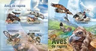Mozambique 2013 Birds Of Prey Animals Of Africa Kbl,  S/s Mnh
