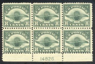 U.  S.  C4 Plate Block - 1923 8c Propellor ($240)