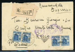 Italy Postal History Lot 709 1945 Reg Espresso Scarce Usage To Lecco Caffaz $$$