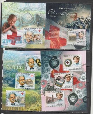 Guinea 2012 Famous Persons Red Cross Etc 2klb,  2s/s Mnh