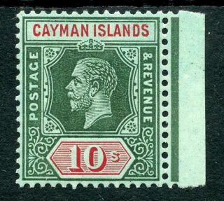 Cayman Islands 1912 - 20 10s With White Back Sg52b Fine Mvlh