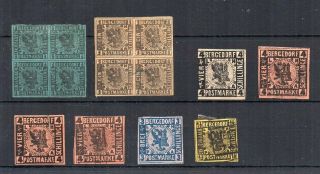 1860´s Germany Bergedorf Stamps Lot,  Blocks,  Great Rarity,