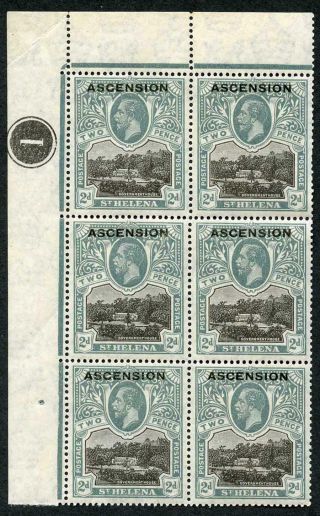 Ascension Sg4 2d Black And Grey U/m Plate Block Of Six