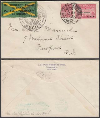 Brazil 1930 - Air Mail Cover - Zeppelin Flight To Usa 30566/1
